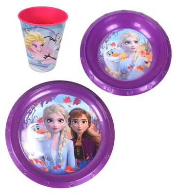 Produktbild von 3-tlg. Plastikgeschirr-Set für Kinder Disney Frozen oder Peppa Wutz