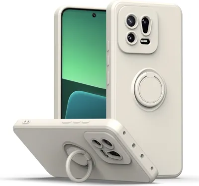 Produktbild von Xiaomi 13 Handyhülle, Ring Halter Ständer Kratzfeste Weiche Silikon schutzhülle für Xiaomi 13 Weiß