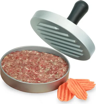 Produktbild von NATUMO Burgerpresse Antihaft (Ø 11cm, 200g), Alu-Guss Hamburgerpresse, Burger Pattie Presse für Fleisch-Pattys & Gemüseburger