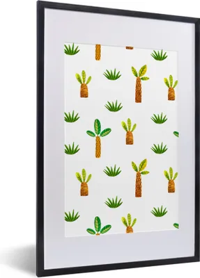 Produktbild von MuchoWow® Gerahmtes Poster Dschungel - Palme - Gras 40x60 cm - Poster mit Schwarzem Bilderrahmen Wandposter Rahmen Foto Bilder - Poster in Rahmen