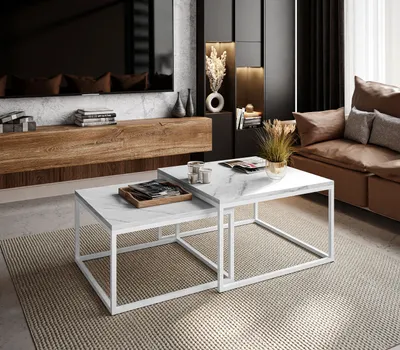 Produktbild von Couchtisch YOSHI 2in1 LEVANTO Weiß / marmor levanto 36/ 42 cm