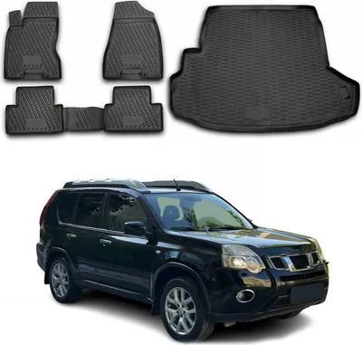 Zdjęcie produktu dla Zestaw dywaników podłogowych i wykładziny bagażnika do Nissan X-Trail T31 2007-2013 TPE czarny