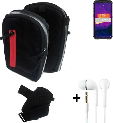 Produktbild von K-S-Trade Outdoor Gürteltasche Holster Umhängetasche + Kopfhörer kompatibel mit Ulefone Armor 9 schwarz Handy Tasche Case travelbag Schutzhülle