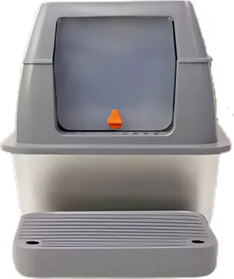 Immagine prodotto di Lettiera Tavien in acciaio inox - Per gatti di taglia grande - Con coperchio - Facile da pulire - Con paletta