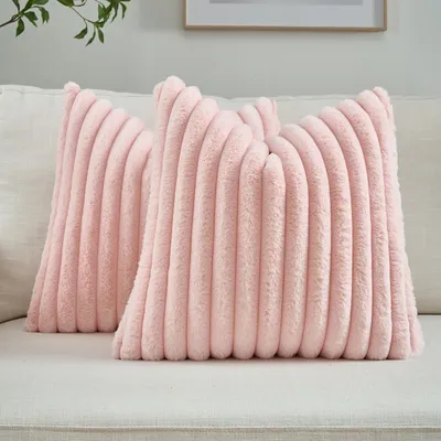 Imagen del producto de Juego de 2 fundas de cojín de terciopelo, 40 x 40 cm, color rosa