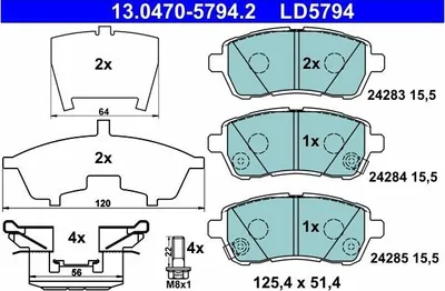Zdjęcie produktu dla Klocki Hamulcowe Mazda Przód 2 1,3-1,6 07-15 Ceramic