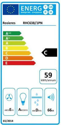 Image de Hotte visière 60cm 348m3/h noir - Rosieres - RHC638/1PN -