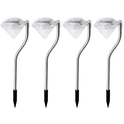 Produktbild von 4x Edelstahl LED Solar Gartenleuchte Diamant Farbwechsler Solarlampe Solarleuchte Deko Garten Leuchte Lampe Solarlicht