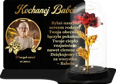 Image de Bougie éternelle avec rose LED dans un verre XL pour le cimetière avec votre photo Premium