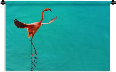 Produktbild von MuchoWow® Wandteppich Wandbehang Flamingo im blauen Meer 120x80 cm Tapisserie Dekoration Wandtuch - Wanddekorationen - Wandtücher