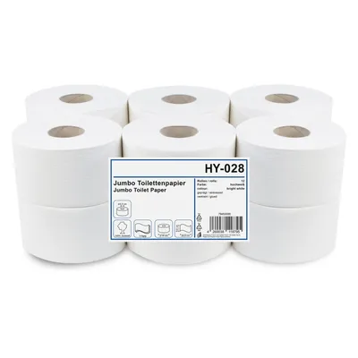 Produktbild von HyPaFol Mini Jumbo-Toilettenpapier, 3-lagig, Zellstoff weiß, Ø 19 cm, 12 Rollen