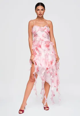 Produktbild von LARICA Kleid asymmetrisch romantisch Midi LA-OM-DLR406 pink M