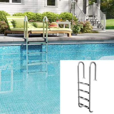 Produktbild von XINZI Edelstahl Poolleiter 3 Stufen, mit Antirutsch-Stufen & ergonomischem Handlauf, Schwimmbadleiter, 150 kg Tragkraft, für Pooltiefe 1–1,4 m