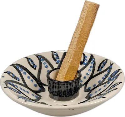 Produktbild von Palo Santo Räucherwerk-Halter Weiß – Keramik, 10x3 cm, 250g