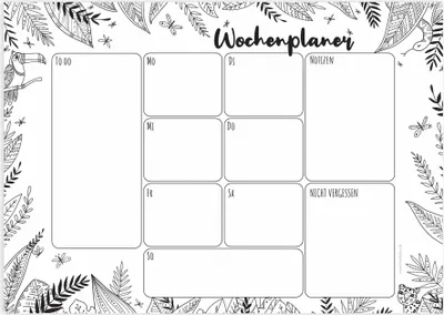 Produktbild von Friendly Fox Wochenplaner A4, kleine Schreibtischunterlage als Kalender ohne festes Datum, Weekly Planer, Schreibblock Organisation "Dschungel"