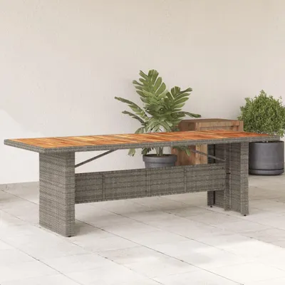 Immagine prodotto di Tavolo da giardino con piano in legno di acacia grigio 240x90x75cm in poly rattan