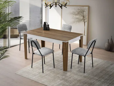 Produktbild von Skye Decor, Erweiterbarer Esstisch 140-175 cm, Walnuss & Weiß, 100% Melamin