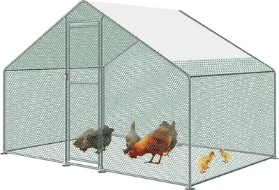 Produktbild von YARDIN Hühnerstall 3 x 2 x 2 m Hühnerhaus Kleintierstall Freilaufgehege Kleintiergehege Voliere Freigehege Hühnerkäfig Geflügelstall Verzinkter Stahlrahmen mit Dach