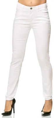 Imagen del producto de Elara Damen: Pantalón ajustado elástico, estilo skinny jeans, con textura "chunky", color blanco, talla 54 (7XL)