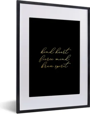 Produktbild von MuchoWow® Gerahmtes Poster Zitat - Herz - Schwarz und Gold 30x40 cm - Poster mit Schwarzem Bilderrahmen Wandposter Rahmen Foto Bilder - Wandposter Schlafzimmer