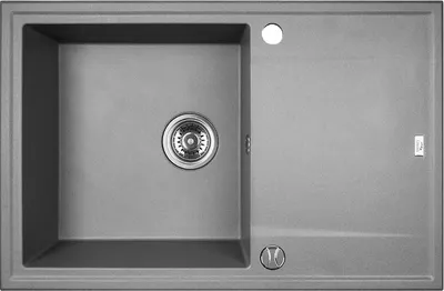 Produktbild von BADLAND BADLAND Spülbecken Granitspüle Einzelbecken MEGALO 50x78 Grau mit langer Abtropffläche | Siphon im SET!
