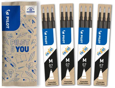 Produktbild von PILOT FriXion Ersatzminen 0.7 – 12 Stück – Farbe Schwarz – FriXion Nachfüllminen mit radierbarer Tinte – Kompatibel mit FriXion Ball & FriXion Click