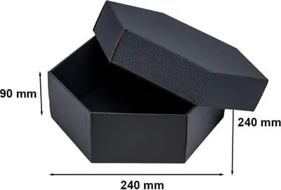 Obrázek produktu pro Dekorativní dárková krabička s víkem, černá, šestihranná, 240 x 240 x 90 mm