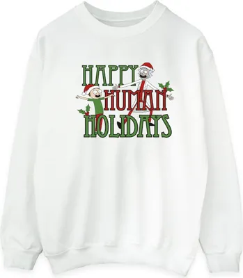 Produktbild von Rick And Morty - "Happy Human Holidays" Sweatshirt für Herren BI43721 (S) (Weiß)