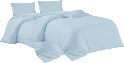 Produktbild von Bettwäsche 2er 135x200 + 2er 40x80 cm Eisblau Bettbezug Baumwolle, 4-teilig