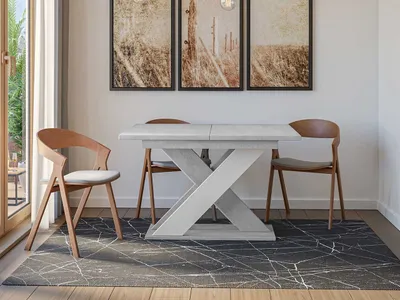 Image de Table à manger extensible 120x90 cm FIGOL - gris / blanc