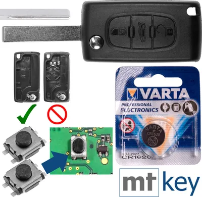 Produktbild von Repair Reparatur Satz Autoschlüssel Funk Fernbedienung Austausch Gehäuse mit 3 Tasten + HU83 Rohling + Batterie kompatibel mit Peugeot Expert RCZ 308 207 307 Citroen C5