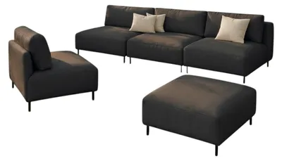 Produktbild von Garten Lounge Set SUN – Outdoor Möbel Set mit Sofa, Sessel und Hocker, UV-beständig und wasserabweisend