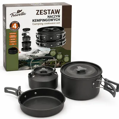 Zdjęcie produktu dla Zestaw Naczyń Turystycznych Travella 4 El. Camping Garnek