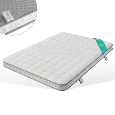 Image de Matelas à ressorts ensachés à 7 zones, dimensions 140x200 x 10 cm, fermeté H3, matelas hybride avec mousse à froid