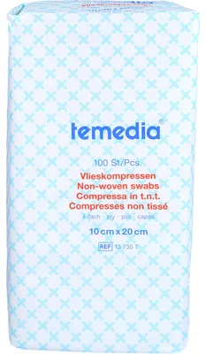 Obrázek produktu pro Kompresy z netkané textilie nesterilní 4násobné 10x20cm, 100 ks KOM