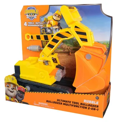 Produktbild von Rubble & Crew - Rubbles extragroßer 2-in-1 Premium Bagger-Fahrzeug, Planierraupe mit Baggerschaufel, Schweißbrenner, Schraubenzieher und Schraubenschlüssel sowie Rubble Hundefigur, Bulldozer, 3 Jahr(e), Kunststoff, Mehrfarbig