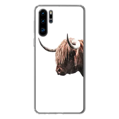 Produktbild von MuchoWow® Handyhülle Schutzhülle Hülle für Huawei P30 Pro Schottischer Highlander - Hoorn - Porträt Silikon Softcase Handy Hülle - Schutzdeckel