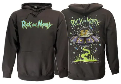 Zdjęcie produktu dla Bluza Rick and Morty Spacecruiser z kapturem, ciemnoszara – rozmiar XXL