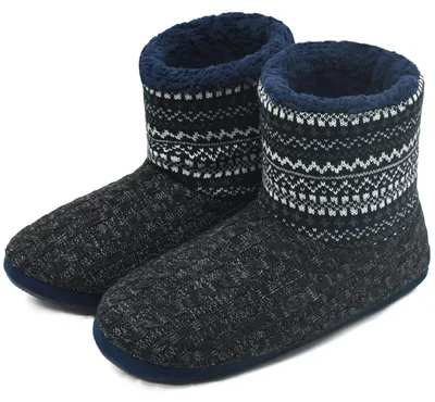 Image de Chaussettes d'intérieur confortables pour hommes - Pantoufles en polaire douces pour l'intérieur et l'extérieur - Noir et blanc