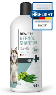 Neemöl-Hundeshampoo 500 ml, pflegend, hautfreundlich, für Glanz