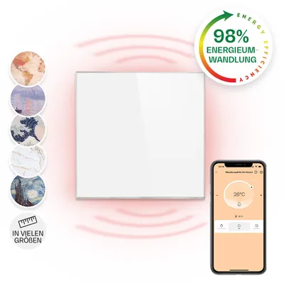 Zdjęcie produktu dla Klarstein Ogrzewanie na podczerwień z termostatem, 360W grzejnik elektryczny, Smart Home ogrzewanie do montażu ściennego, IR ze sterowaniem IoT/WiFi, Płaski grzejnik do pomieszczeń wilgotnych, bez CO2