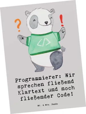 Produktbild von Mr. & Mrs. Panda Postkarte Programmierer Codeflüsterer - Grau Pastell - Geschenk, Informatik, Grußkarte, Fotokarte, handgefertigte Geschenke, kreative, Entwickler, Logik