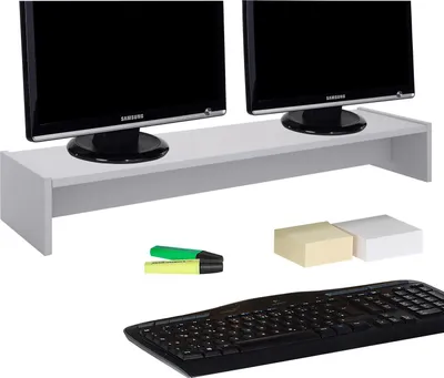 Produktbild von Monitorständer ZOOM, Hellgrau– Bildschirmerhöhung 100cm für 2 Monitore, ergonomischer Schreibtischaufsatz, Organizer für Schreibtisch