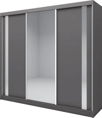 Produktbild von BEAUTYSOFA Schwebetürenschrank GAJA 240cm - modernes 3-türig Schrank mit Spiegel (Graphit)