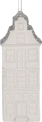 Immagine prodotto di Clayre & Eef casetta natalizia 4x4x11 cm plastica bianca