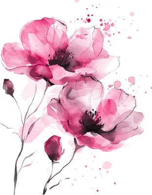Produktbild von 20 Servietten Fiori Delicati pink - Blumen rosa in Wasserfarben 33x33cm