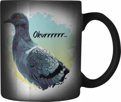 Produktbild von Trendation - Taubenzüchter Okurrrr Geschenk Zaubenzucht Zubehör Tauben Farbwechsel Zauber-Tasse Lustiger Spruch Taubenflüsterer Taubenliebhaber Becher (Schwarz)