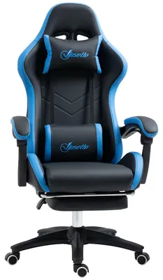 Immagine prodotto di Vinsetto Sedia da Gaming con Altezza Regolabile e Schienale Reclinabile, 65x65x121-129 cm, Blu e Nero