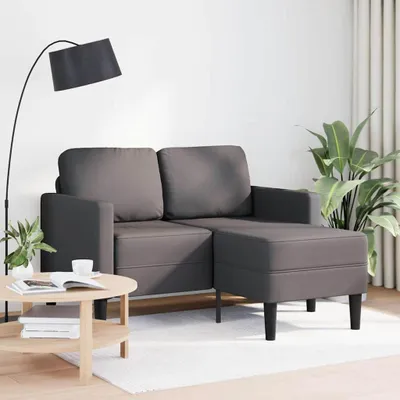 Image de vidaXL Canapé 2 places avec chaise longue en L Gris 125 cm Similicuir