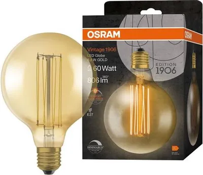 Image de 1906 Globe 125mm Clair Fil Fin Or 8.8w E27 Chaud - Osram